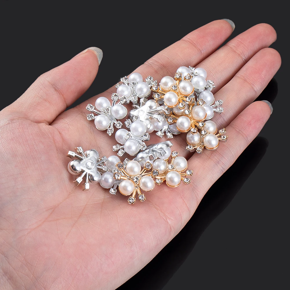 20pcs Flower Imitation Pearls Rhinestone Cabochon