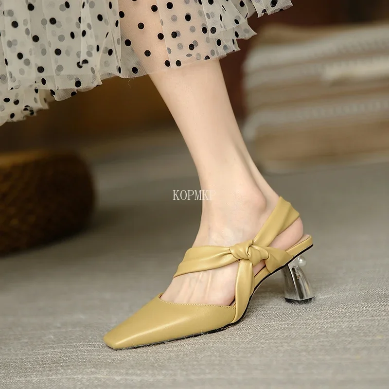 2024 Women High Heels Pumps Shoes Women Slippers Pointed Toe Slingback Summer Sexy Ladies Peal Heel Sandales Zapatos De Mujer