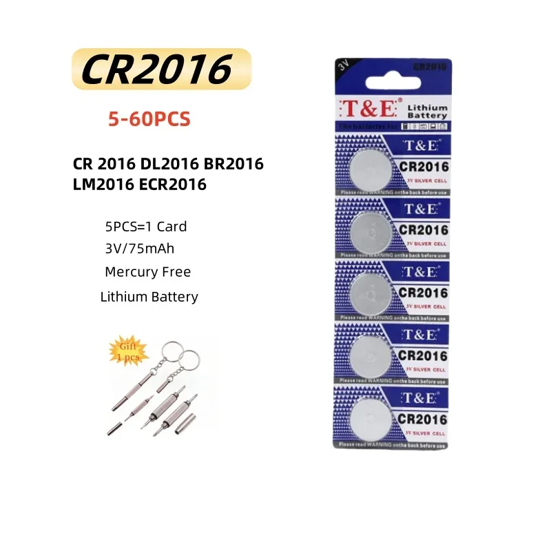 

5-60PCS CR2016 Battery CR 2016 DL2016 BR2016 LM2016 ECR2016 3V Lithium Battery For Watch Car Key Remote Button Coin Cells