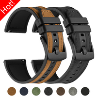 22mm Leather Silicone Strap for Huawei Watch GT5 5Pro GT4 46mm Replacement Bracelet for Samsung Galaxy Watch 3 45mm Gear S3 46mm