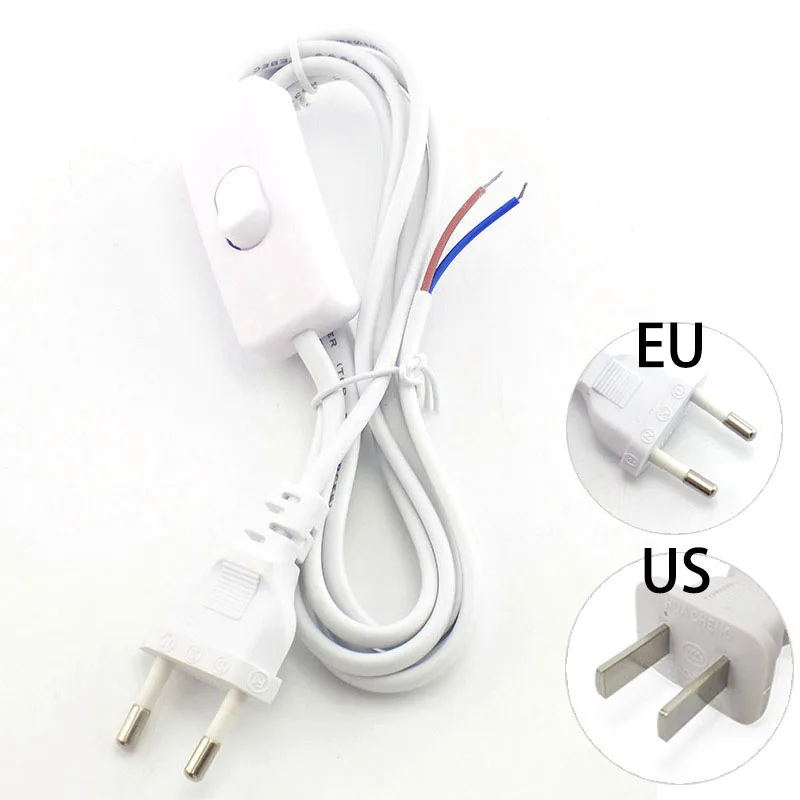 1.8m eclectic 110v-200v AC Power Supply Cable EU Euro extension cord Adapter 303 on/off switch  US plug For led light bulb tube