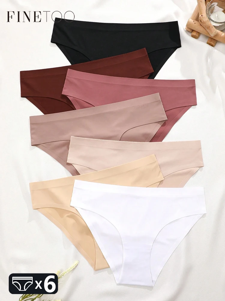 6Pcs Nahtlose Eis Seide Höschen Frauen Niedrigen Taille Höschen Sexy Stretchy Briefs Unterwäsche Weibliche Weiche Feste Ultra-dünne dessous S-XL