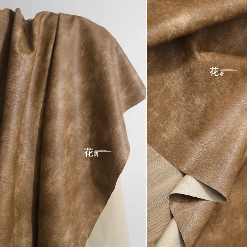 

Кожаная ткань, желтая Ретро неочищенная креативная инкрустированная декоративная одежда, дизайнерская Ткань для шитья одежды своими руками