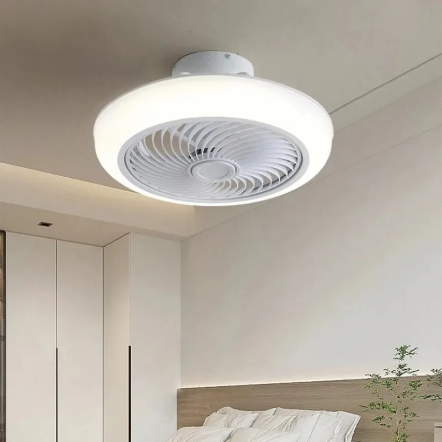 Ventilador de techo con luz LED, dispositivo silencioso, inteligente, con Control remoto por aplicación, para decoración de sala de estar y