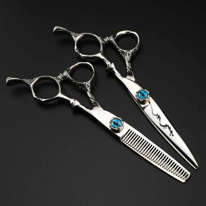 Customize Logo JP440c 6 '' Hollow Dragon Hair Scissors Haircut Thinning Barber Haircutting Cutting Shears Hairdressing Scissors