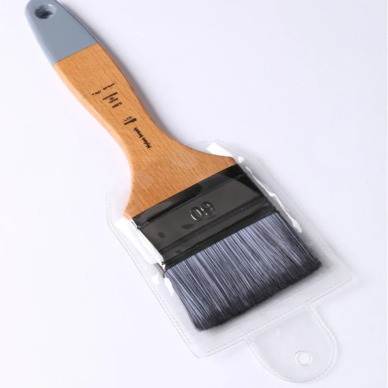 5Pcs/set Flat Head Oil Painting Acrylic Row Brush Gouache Watercolor Artist Paint Wall Painting Nylon Hair Beech Rod Clean Brush