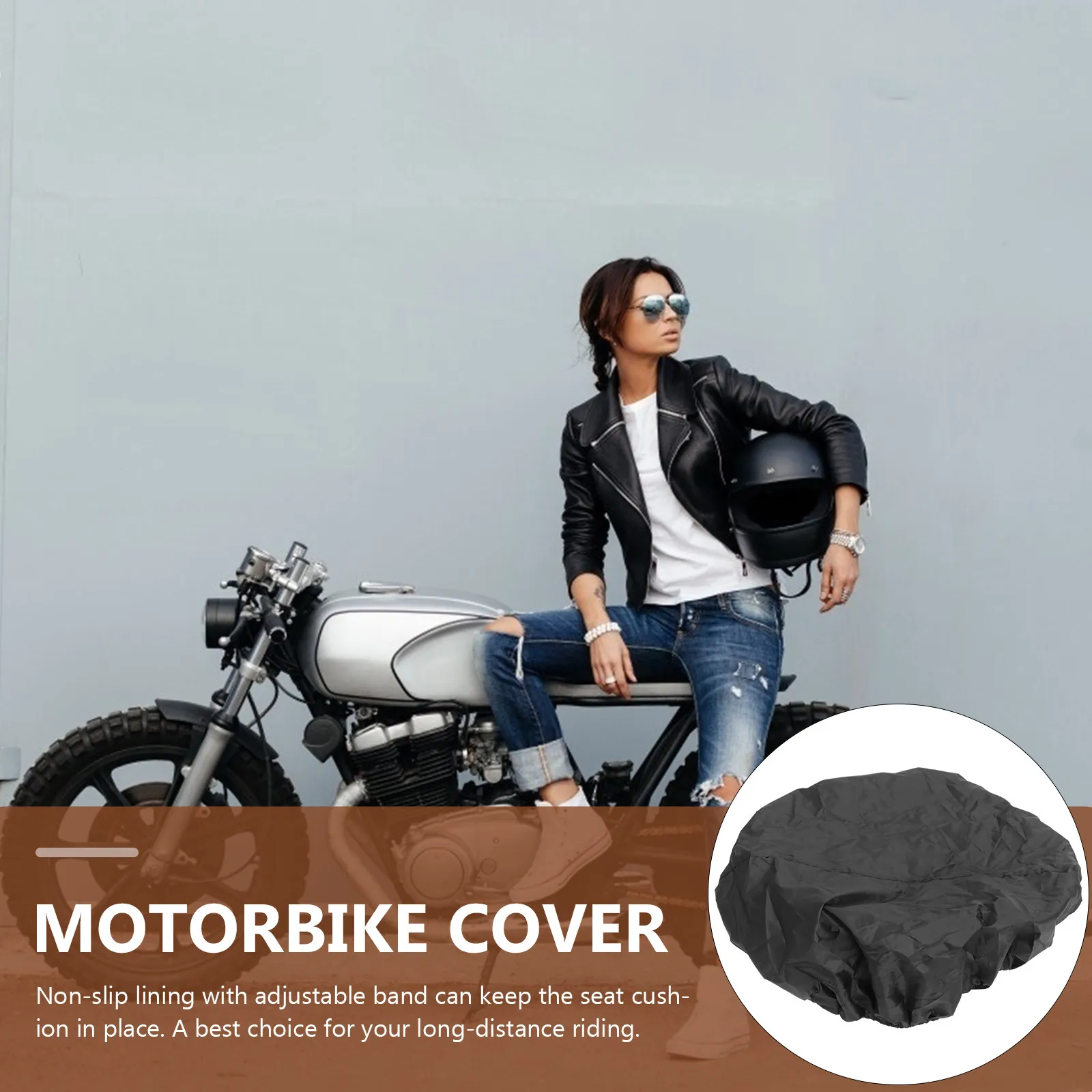 Motorcycle Cushion Cover All in One Weatherproof Dustproof Sunblock Rain Cover with Integrated Storage Bag Elastic Hem Black Xl