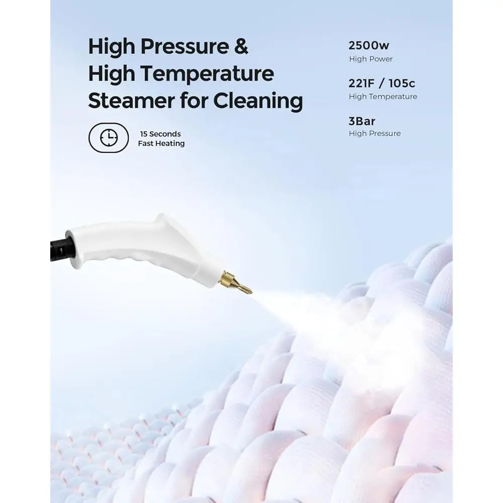 Пароочиститель под давлением, 2500 Вт, ручной многоцелевой отпариватель, 1100 мл, быстрый нагрев, 15 с, инструмент для домашней чистки автомобиля с насадками-щетками