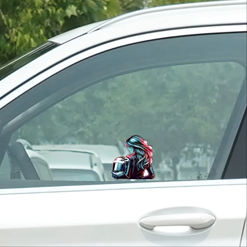 Adesivo de vinil à prova d'água para motociclistas, decalque de motociclista feminina, decoração para motocicleta, capacete, carro e laptop, 1 peça