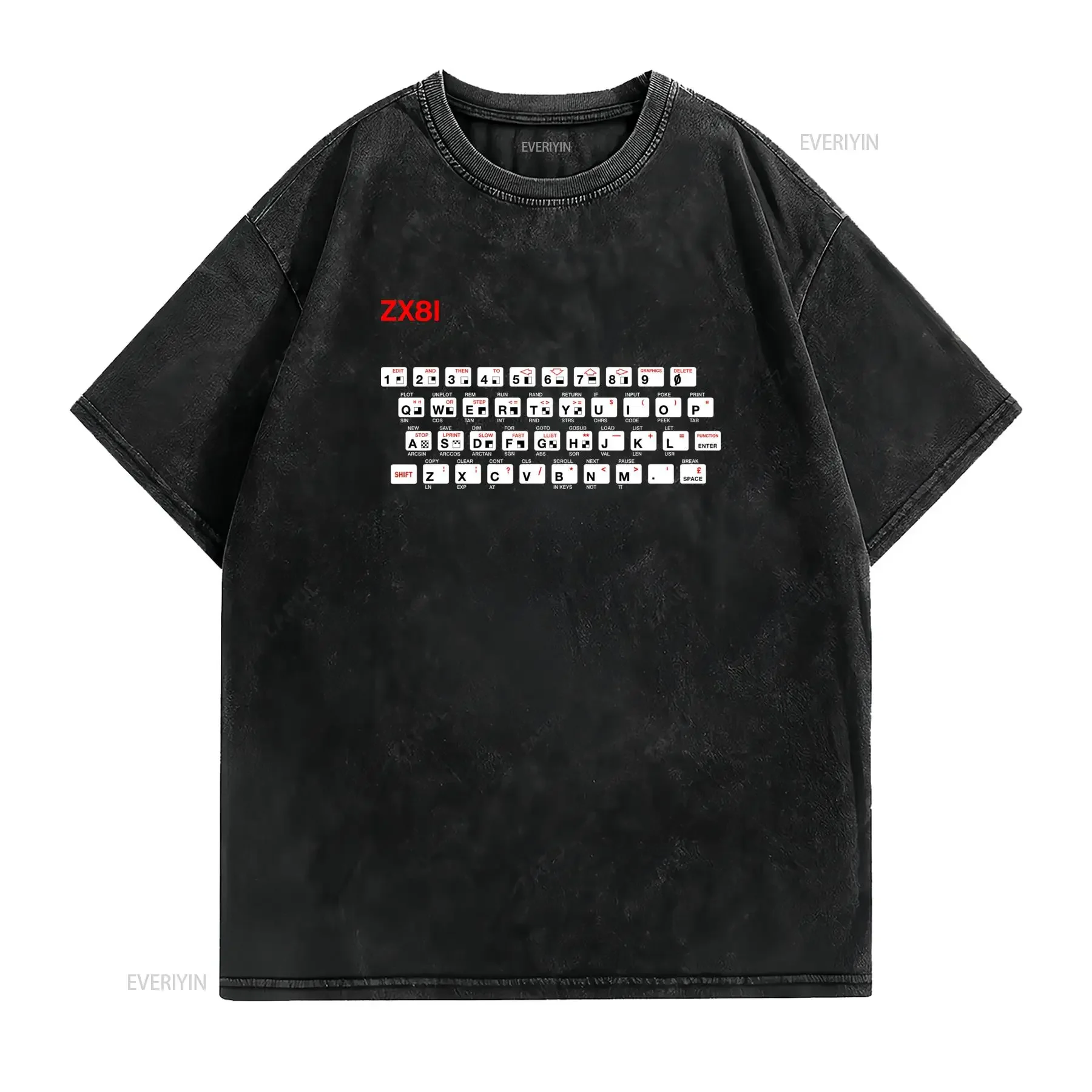 Vintage 80s ZX81 Computer Keyboard Geek Nerd Tech Lover Casual T Shirt vintage Washed streetwear Breathable