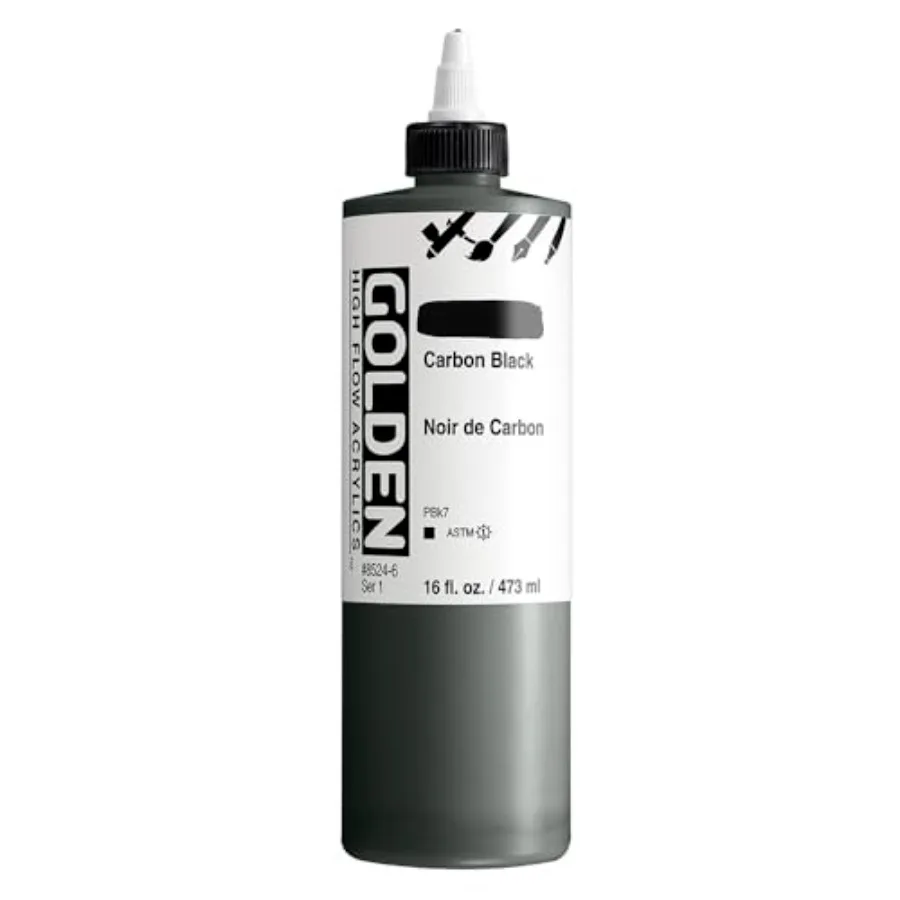 

High Flow Acrylics Carbon Black 16 fl. oz. Bottle Professional Acrylic Paint Opaque