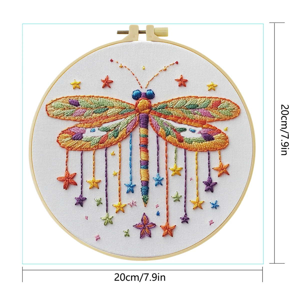 1-teiliges DIY-Stickset, 20 x 20 cm, Libelle, handgefertigtes Wohngeschenk, Büro-Wanddekoration – Detail 4