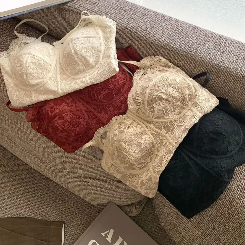 

Mesh Flower Slim Lace Crop Top Sweet Summer Girl's Vest Top Spicy Girls Style Bottoming Shirt Camisole with Pads Lady