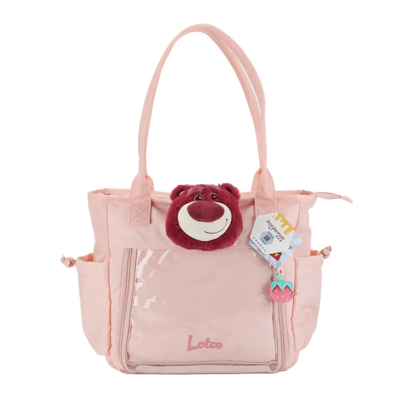 กระเป๋าสะพายไหล่ดิสนีย์ของแท้ล็อตโซ วินนี่ เดอะ พูห์ จูดี้น่ารักน้ำหนักเบาความจุขนาดใหญ่พร้อมกระเป๋าถือจี้ตุ๊กตา