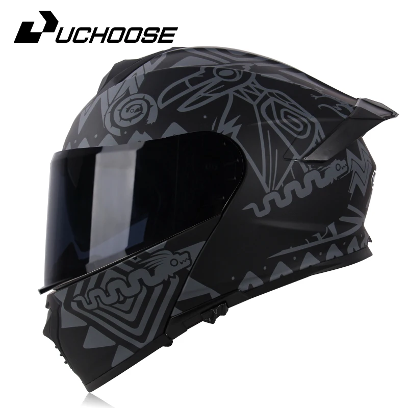 Uchoose DOT Approved Full Face Helmets Crash Motorbike Protective Gear Men Women Flip Up Helmet Motorcycle Double Sun Visor