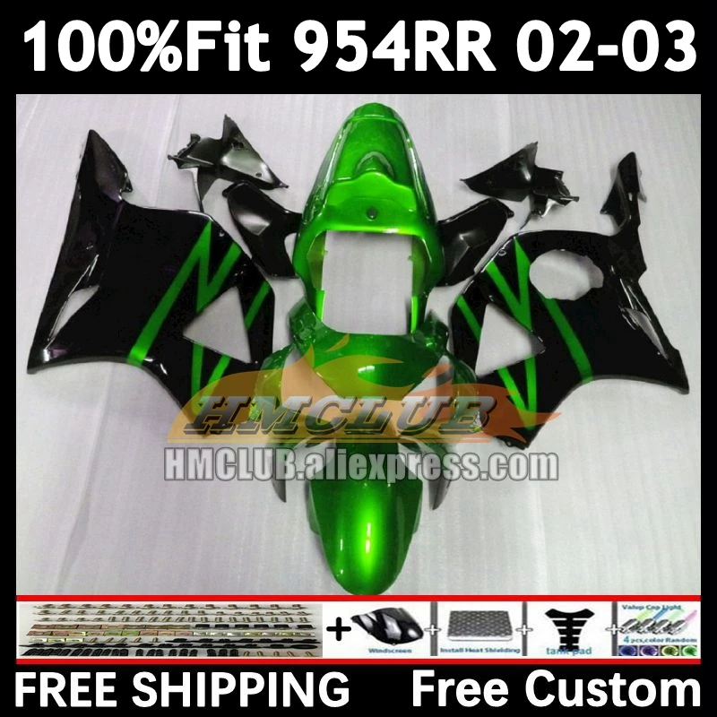 Injection Fairing For HONDA CBR900RR green black CBR 900 954 CBR900 CBR954 RR 92No.4 CBR 954RR 02 03 CBR954RR 2002 2003 Bodys