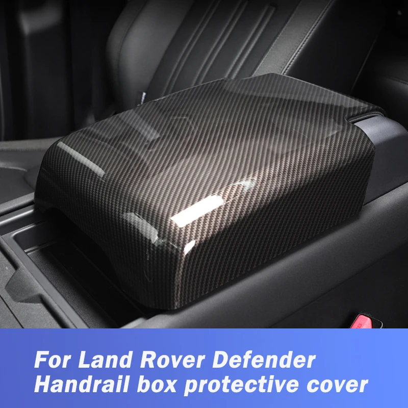 

For Land Rover Defender 110 2020-2024 ABS Carbon fiber Car Inner Armrest Box Storage Box Decorative Cover Trim Car Accessories