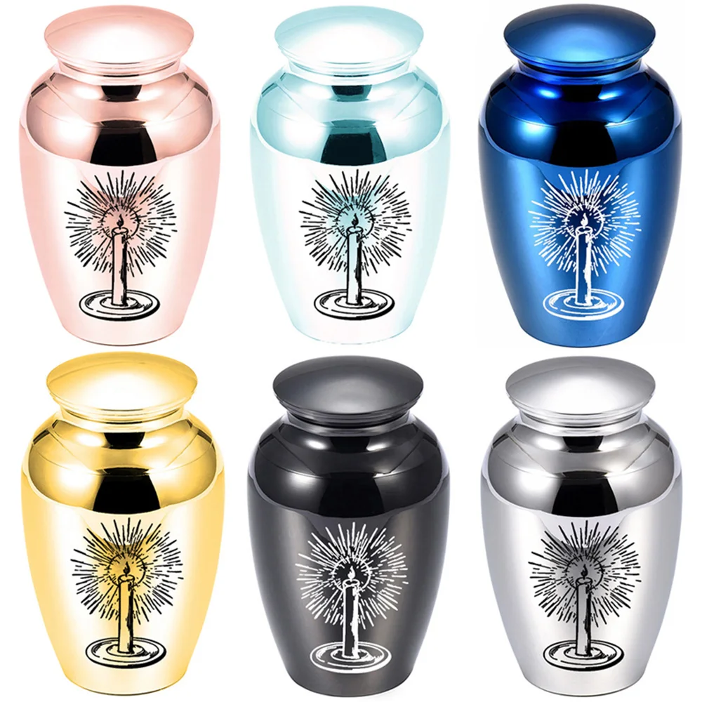 Small Urns for Human Ashes with Candle Patterns - Mini Urns for Human Ashes - 6Colors Aluminium alloy Ashes Urn - Keepsake Urns