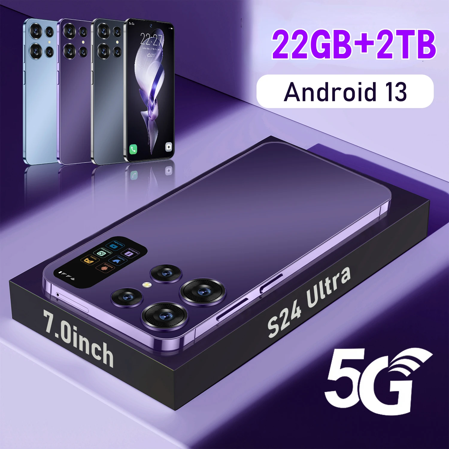 

Смартфон S24 Ultra, 7,0 дюйма, 16 ГБ + 1 ТБ, две Sim-карты, Android 13, 7000 мАч, 72 МП