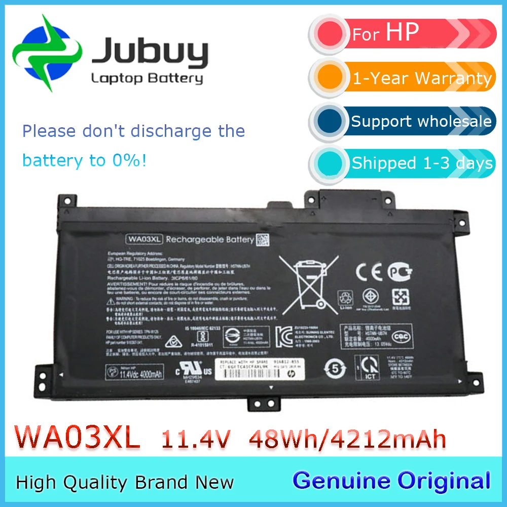 WA03XL 11.4V 48Wh Original Laptop Battery for HP Pavilion X360 15-BR036TX HSTNN-LB7T HSTNN-UB7H 916812-855