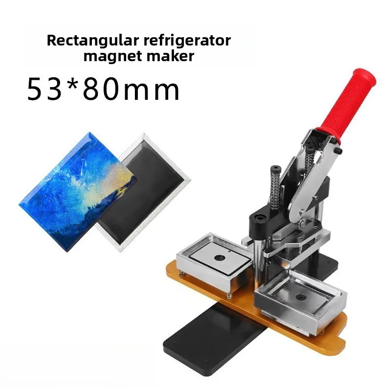 53 * 80Mm Manual Square Integrated Refrigerator Sticker Equipment Rotary Metal Badge Making Badge Machine