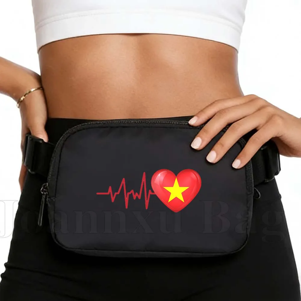 

HEARTBEAT VIETNAM FLAG Sport Waist Bags Running Belt Waterproof Cycling Portable Phone Jogging Women Fanny Packs Wallet Pouch