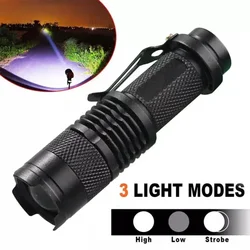 Mini lampe de poche LED étanche portable, lampe à stylo, torche de poche, lanterne injuste, batterie AA, camping, chasse, 3W