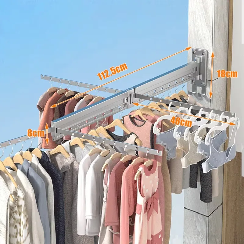 Factory Wall Mounted Hanging Foldable Drying Rack for Indoor Telescopic Rod Extendable Drying Rack Drying Quilt for Balcony