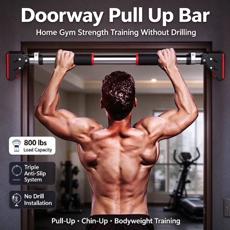 Indoor Doorway Pull-up Bar No Installation Required, Adjustable Handle Horizontal Bar for Home Gym Strength Training