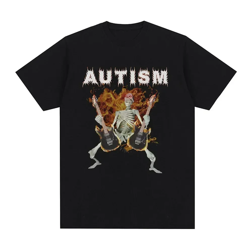 Edgy Unisex T‑Shirt Trendy Skeleton Warrior Flame Text Tactical Weapon Graphic Print Casual Short Sleeve Gothic Tee