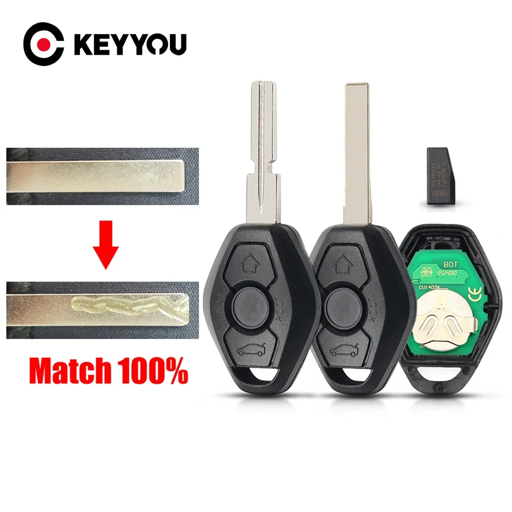 KEYYOU With Cutting Service EWS Sytem ID44 Chip For BMW E38 E39 E46 X3 X5 Z3 Z4 1/3/5/7 Series 315/433MHz Keyless Remote Car Key