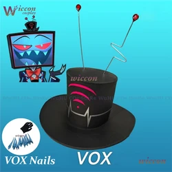 Hazzbin Cosplay Hotel Vox Cosplay Hat Vox Black Hat With Antenna Women Men Halloween Carnival Christmas Roleplay Prop Hat
