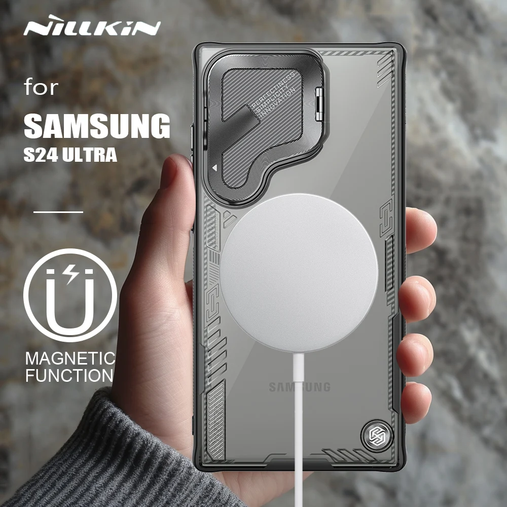 

for Samsung Galaxy S24 Ultra Case NILLKIN Iceblade Prop for Magsafe Magnetic Privacy Lens Camera Protection Hard 360 Back cover