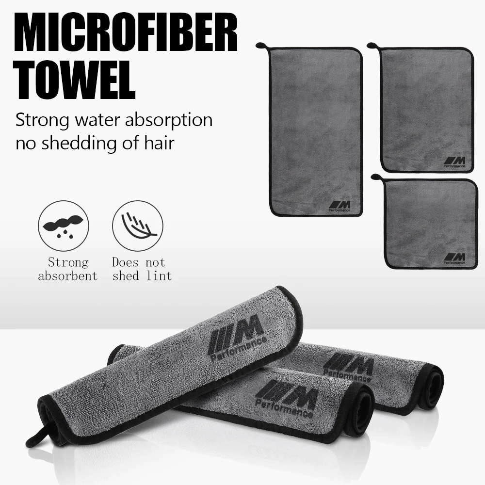 Microfiber Absorbent Car Cleaning Towels Double-Faced Plush Wash Towel Accessories For BMW M Performacne E46 E90 E60 F10 F30 E39