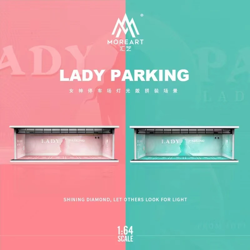 

MoreArt 1:64 Assemble LED Lighting Diorama Model Car Lady Parking Station Garage-Pink & Tiff Blue