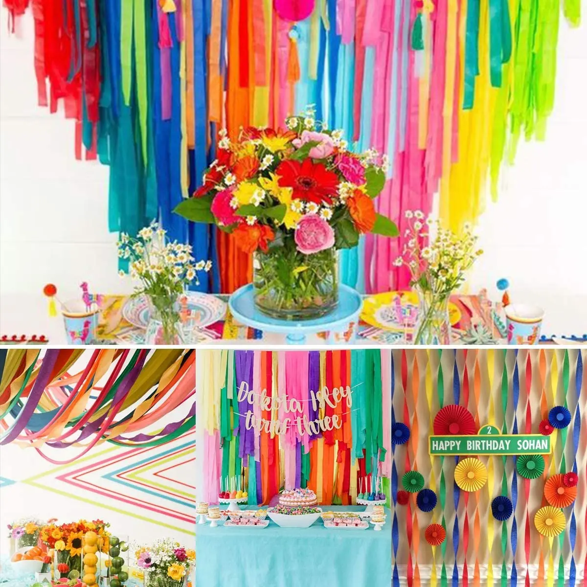 Colored Crepe Paper Roll Crinkled DIY Halloween Origami Birthday Party Wedding Baby Shower Backdrop Decoration 2023 New