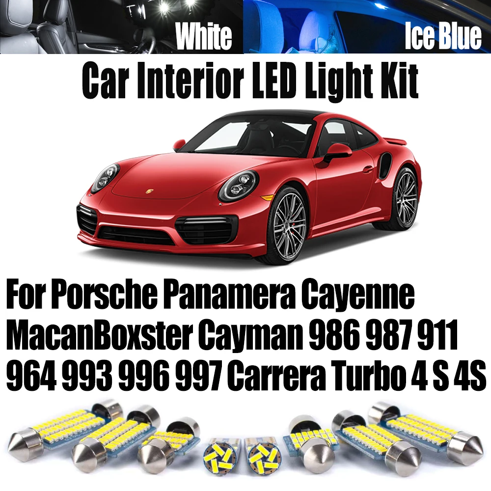 Para Porsche Panamera Cayenne Macan Boxster Cayman 986 987 911 964 993 996 997 Carrera Turbo 4 S 4S Kit de bombillas LED para Interior