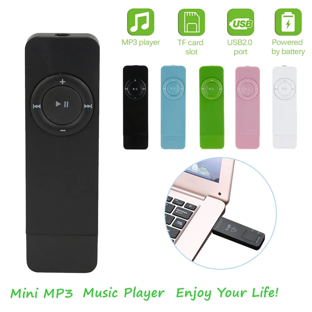 Mini MP3 Player Fashionable Portable Strip Sport Lossless Sound Music Media Support Up to 32GB Micro-TF Card(Blue)