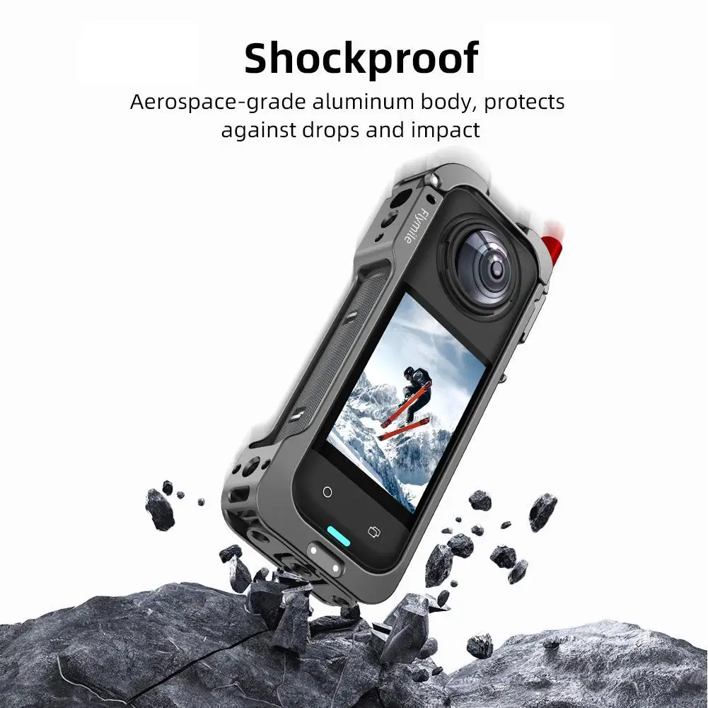 Aluminum Alloy Protective Case For Insta360 X5 Camera Frame Rabbit Cage With Silicone Lens Cover Cold Shoe and 1/4" Threads P4W3 - Image 6