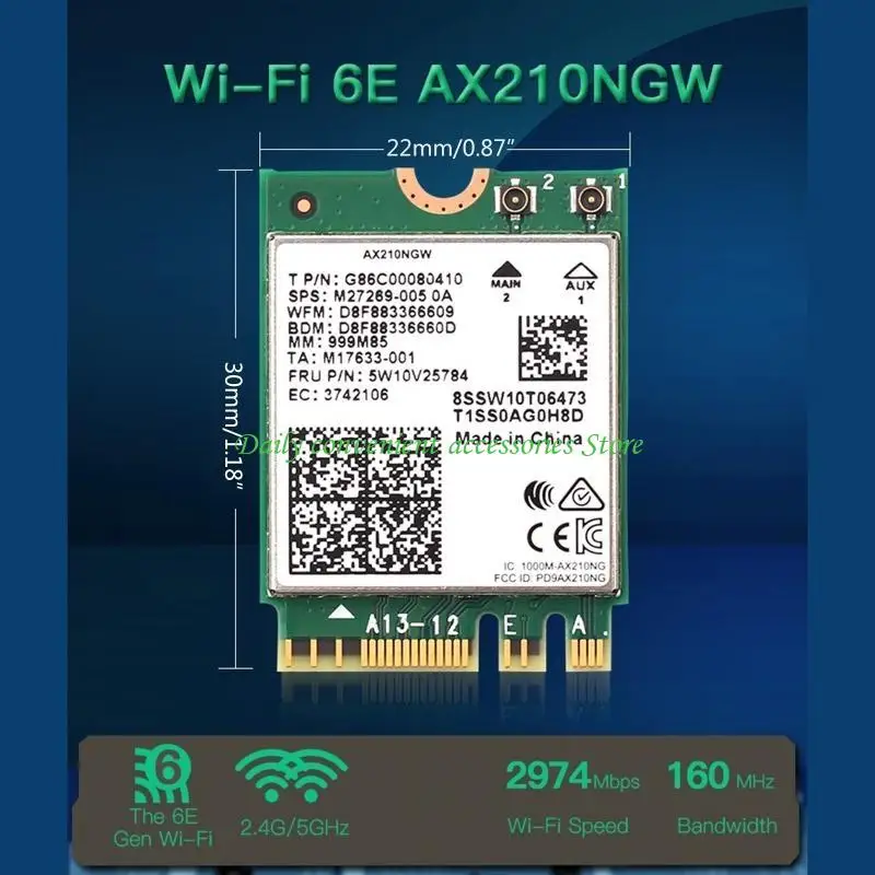 97QB AX210 WIFI 6E بطاقة مزدوجة الفرقة 2.4G / 5GHZ بطاقة الشبكة BT 5.2 WIFI NGFF لـ M.2 لبطاقة الشبكة اللاسلكية MU-MIMO
