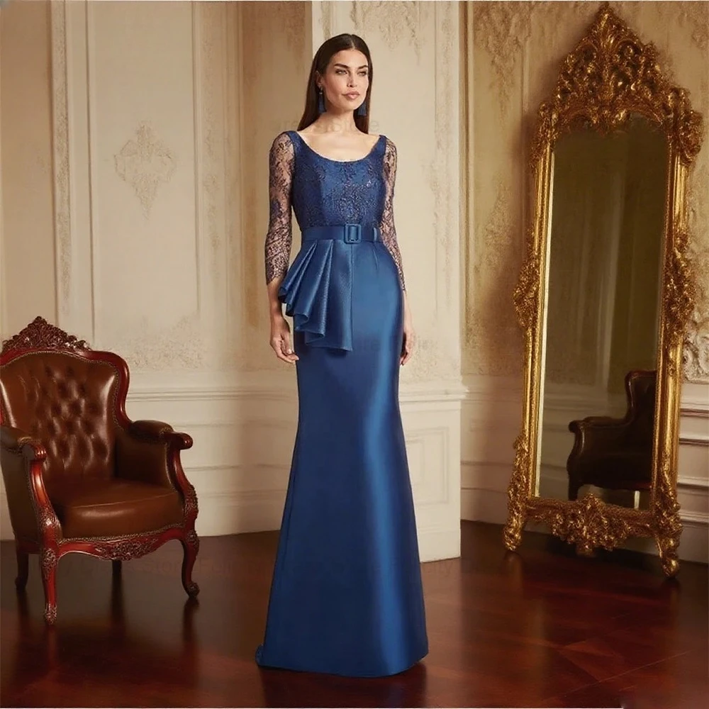 

Customized Mermaid Exquisite Mother of the Bride Dress O-neck Floor-length Belt Formal Party Wedding Guest Dress 2026