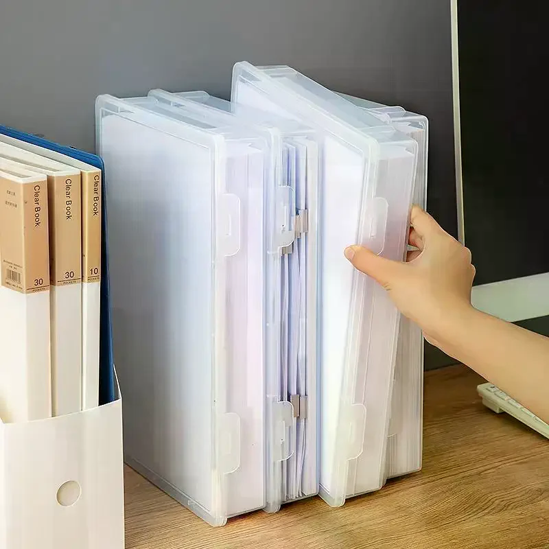 1Pcs A4 Size Clear File Organizer Boxes With Lids-Transparent Document Storage Containers For Office Home Organization