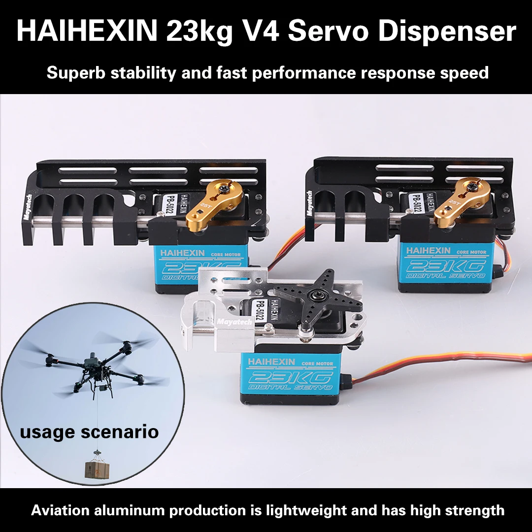 HAIHEXIN 23kg V4 Drone Servo Dispenser, 1/2/3-stage Parabolic Switch, Splash-proof FPV Release Hook