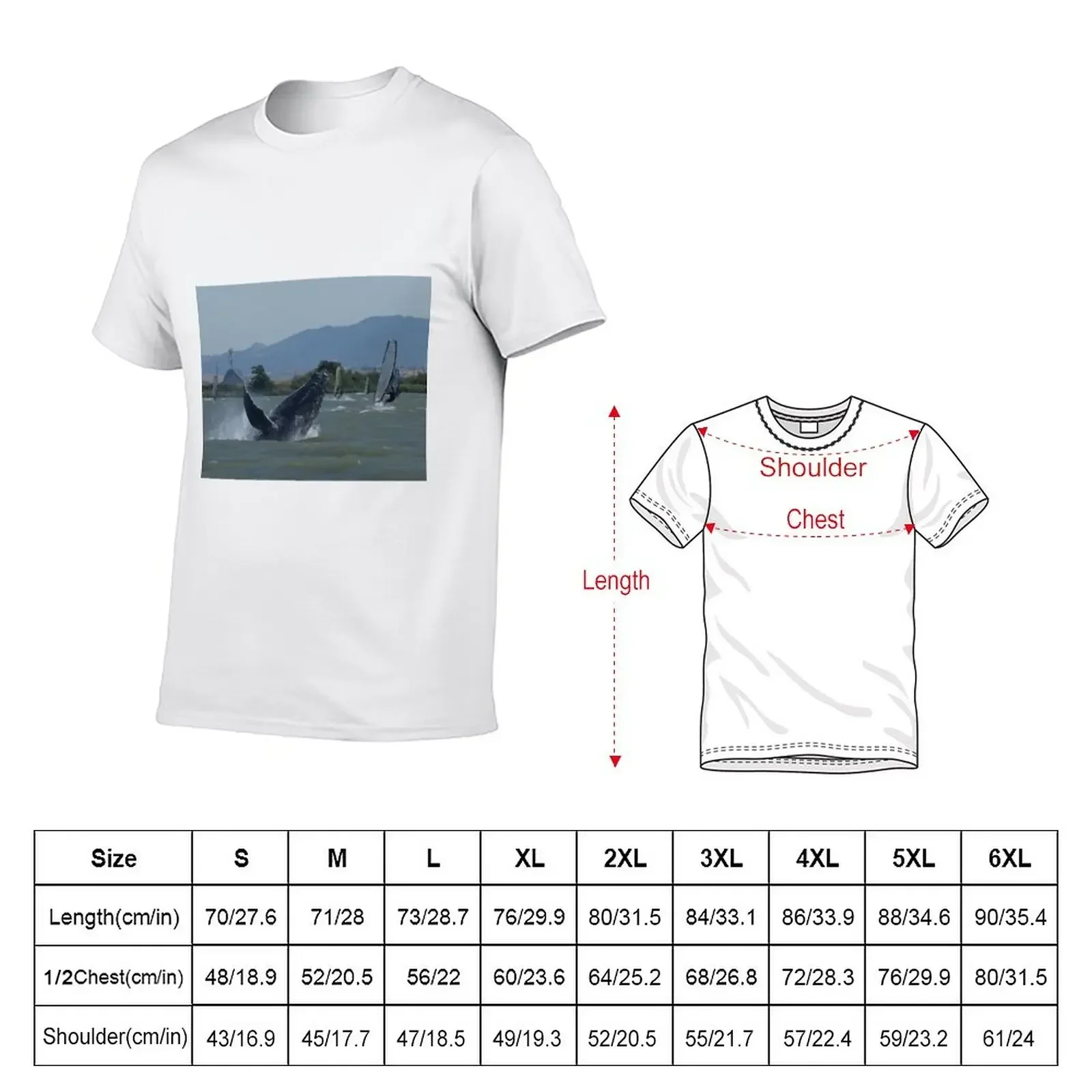 Humpback Whale Breaching by Windsurfers T-Shirt korean fashion boys whites Short sleeve tee men