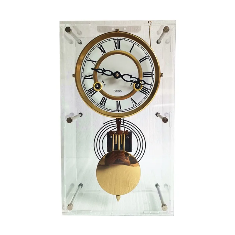 Vintage Mechanical Table Clock Pendulum Wall Clock Luxury Pure Copper Movement Table Watch Desk Clock Bedroom Gift Ideas