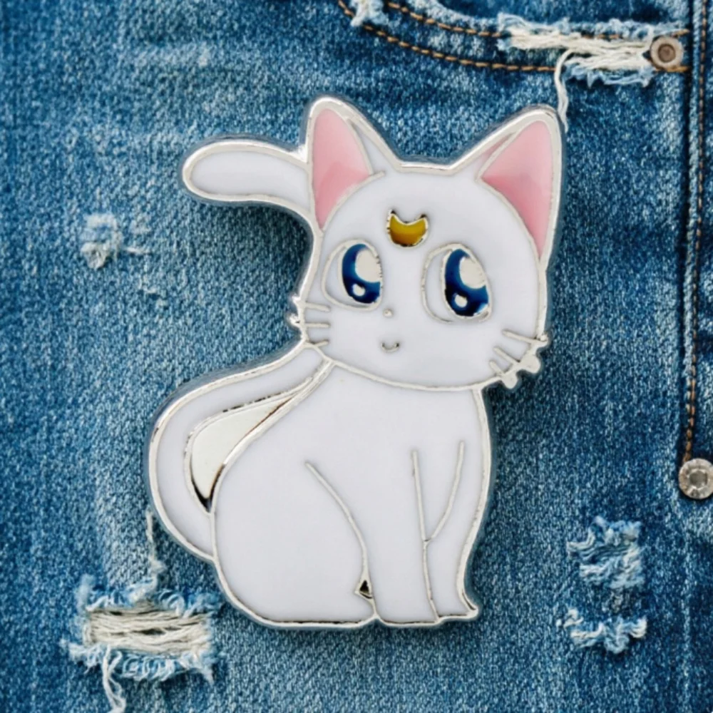 2Pcs/set Anime Moon Cat Brooches for Women Brooch Lapel Pins Enamel Pin Backpacks Cute Jewelry Accessories Gift view 5