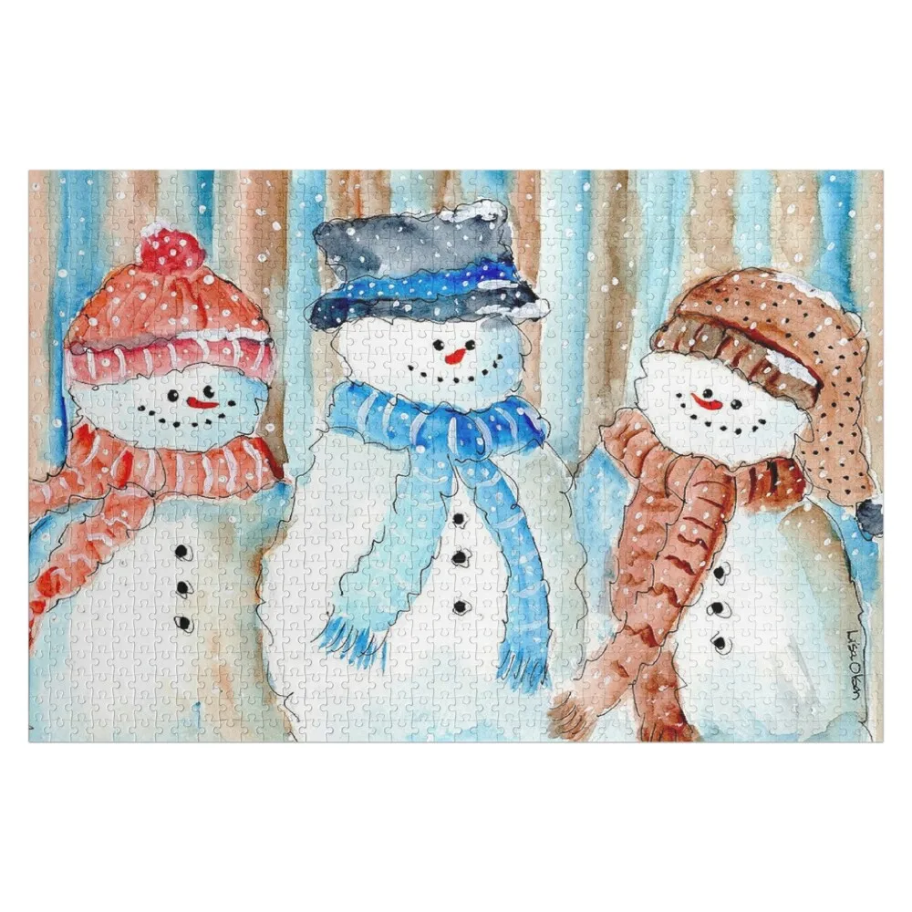 Three Colorful Snowman Jigsaw Puzzle Custom Name Child Toy Personalised Jigsaw Customized Picture Custom Puzzle