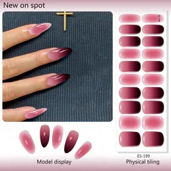 Gradient Semi-Cured Nail Wraps Flash Solid Adhesive Waterproof Long Lasting Gel Nail Oil Film Stickers for UV Lamp Need Manicure