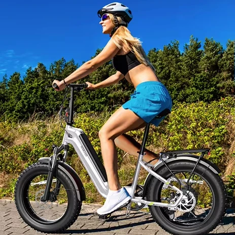 750W 48V 20"x4.0 Fat Tire Electric Folding Bike: Lockable Suspension Adult Urban Ebike