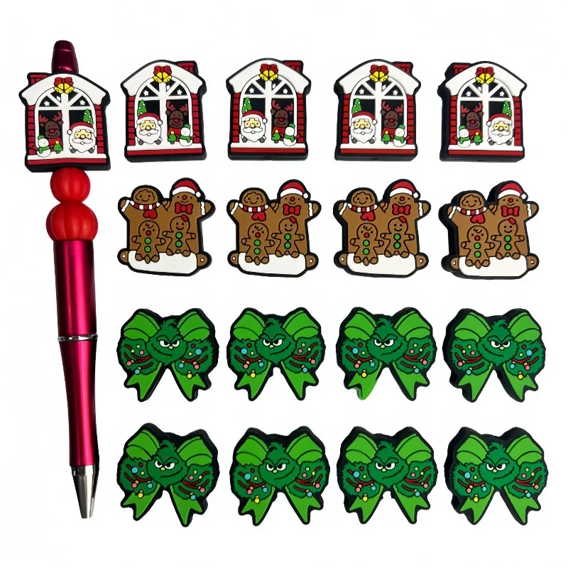 

20/50pcs Christmas Silicone Focal Beads Food Grade Silicone Beads DIY Pacifier Chain Jewelry Accessories Focus Beads Wholesale